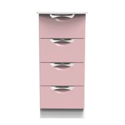 Rovigo Ready Assembled Matt White & Pink 4 Drawer Bedside Chest (H)878mm (W)395mm (D)411mm - thumbnail 5