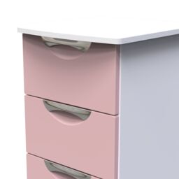 Rovigo Ready Assembled Matt White & Pink 4 Drawer Bedside Chest (H)878mm (W)395mm (D)411mm - thumbnail 3