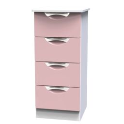 Rovigo Ready Assembled Matt White & Pink 4 Drawer Bedside Chest (H)878mm (W)395mm (D)411mm - thumbnail 2