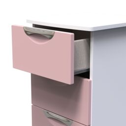 Rovigo Ready Assembled Matt White & Pink 4 Drawer Bedside Chest (H)878mm (W)395mm (D)411mm - thumbnail 4