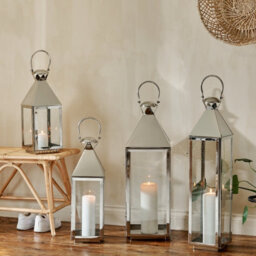 Silver Indoor And Outdoor Metal Lantern Tall - Stainless Steel Candle Lantern High Quality - thumbnail 2