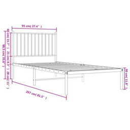 Walplus Metal Bed Frame Without Mattress With Headboard Black 90X200Cm - thumbnail 9