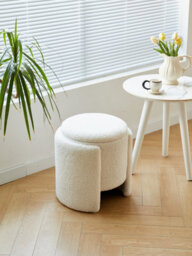 Nordlys White Bouclé Pouf Vintage Style Living Room - thumbnail 8