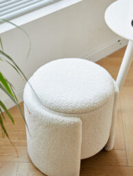 Nordlys White Bouclé Pouf Vintage Style Living Room - thumbnail 9
