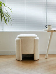 Nordlys White Bouclé Pouf Vintage Style Living Room - thumbnail 4
