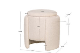 Nordlys White Bouclé Pouf Vintage Style Living Room - thumbnail 6