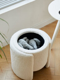 Nordlys White Bouclé Pouf Vintage Style Living Room - thumbnail 7
