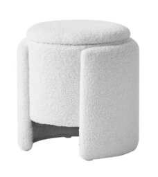 Nordlys White Bouclé Pouf Vintage Style Living Room - thumbnail 2