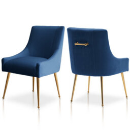 Seynar Velvet Tufted Dining Chairs With Gold Legs Set Of 2, Navy, Upholstered For Dining Or Living Room - thumbnail 1