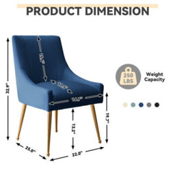 Seynar Velvet Tufted Dining Chairs With Gold Legs Set Of 2, Navy, Upholstered For Dining Or Living Room - thumbnail 6