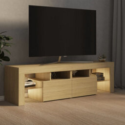 Berkfield Tv Cabinet With Led Lights Sonoma Oak 140X36.5X40 Cm - thumbnail 4