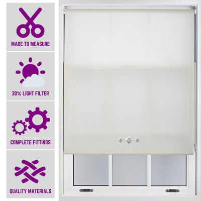 FURNISHED Roller Blind With Triple Diamond Eyelet - Made To Measure Cream Roller Blind (W)240Cm X (L)165Cm - image 1