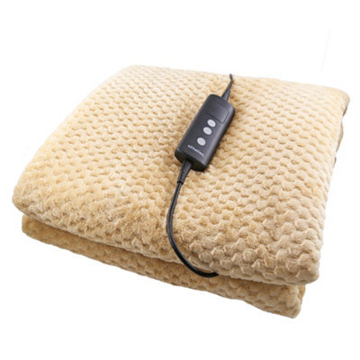 Schallen Luxury Waffle Soft Heated Warm Throw Over Blanket With Timer & 10 Heat Settings - Waffle Neutral - image 1