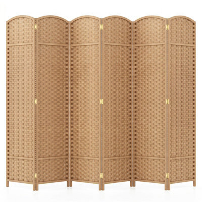 Gainoom 6-Panel Room Divider Tall Folding Privacy Screen Fully Assembled Partition Screen Natural - image 1
