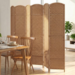 Gainoom 6-Panel Room Divider Tall Folding Privacy Screen Fully Assembled Partition Screen Natural - thumbnail 5