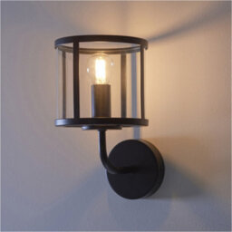 Loops 2 Pack Indoor Matt Black Wall Light - Clear Glass Shade - Dimmable 7W Led E14 - thumbnail 3