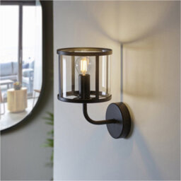 Loops 2 Pack Indoor Matt Black Wall Light - Clear Glass Shade - Dimmable 7W Led E14 - thumbnail 4