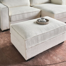 Wyld And Coco Light Beige Polyester Boucle Rectangular Ottoman Footstool W94 X D65 X H45Cm - thumbnail 1