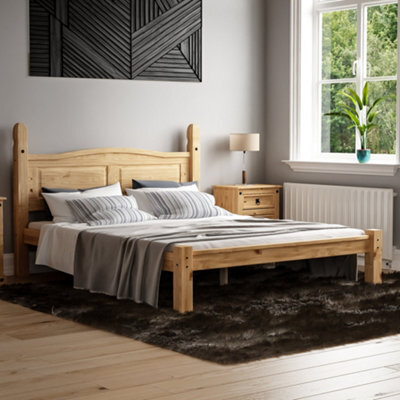 Lassic Vida Designs Corona 5Ft King Size Solid Wood Bed Frame Distressed Waxed Pine, Low Foot End, 200 X 150Cm - image 1