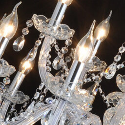 Wdw Genuine K9 Crystal 8-Arm Chandelier With Lampshades, Clear Crystal And Black Finish, 70 Cm. - thumbnail 4