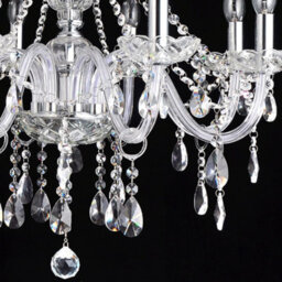 Wdw Genuine K9 Crystal 8-Arm Chandelier With Lampshades, Clear Crystal And Black Finish, 70 Cm. - thumbnail 6