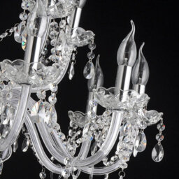Wdw Genuine K9 Crystal 8-Arm Chandelier With Lampshades, Clear Crystal And Black Finish, 70 Cm. - thumbnail 3