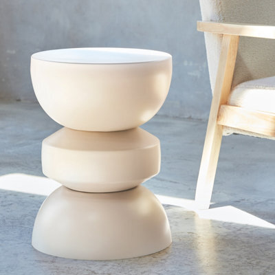 Sweeek - Side Table End Table Nightstand Metal Cream 32X32X43.5 Cm - Assa - image 1