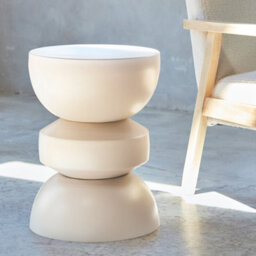 Sweeek - Side Table End Table Nightstand Metal Cream 32X32X43.5 Cm - Assa - thumbnail 1