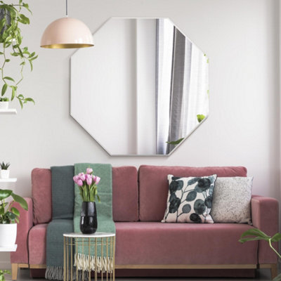 "Mirroroutlet Octa - All Glass Modern Bevelled Octagonal Wall Mirror 39"" X 39"" (100 X 100Cm)" - image 1