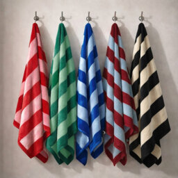Misona Extra Large Organic Cotton Striped Beach Towel - Burgundy & Sky Blue Stripe - thumbnail 9