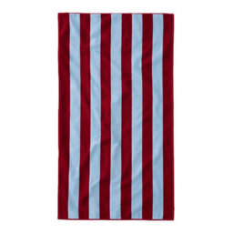 Misona Extra Large Organic Cotton Striped Beach Towel - Burgundy & Sky Blue Stripe
