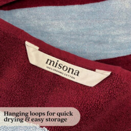 Misona Extra Large Organic Cotton Striped Beach Towel - Burgundy & Sky Blue Stripe - thumbnail 6