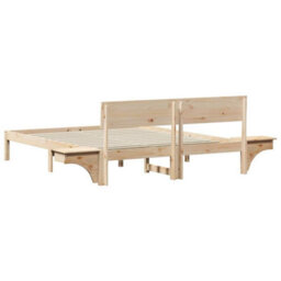 Berkfield Modern Bed Frame With Bedside Tables Brown Solid Pine Wood - thumbnail 7