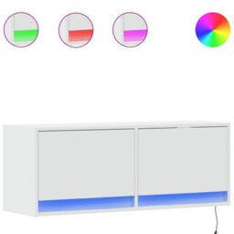 Vidaxl Tv Wall Cabinet With Led Lights White 100X31X35 Cm - thumbnail 2