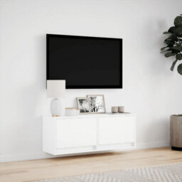 Vidaxl Tv Wall Cabinet With Led Lights White 100X31X35 Cm - thumbnail 4