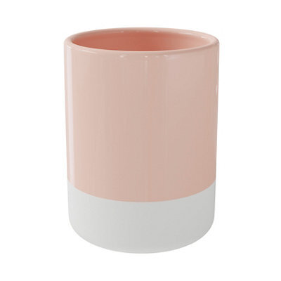 GoodHome Koros Gloss & Matt White & Pink Blush Ceramic Tumbler - image 1