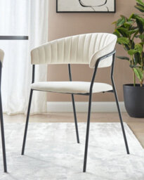 Beliani Set Of 2 Dining Chairs Mariposa Velvet Off-White - thumbnail 2