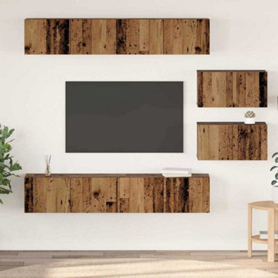 Berkfield Tv Cabinet Set 6 Pcs Old Wood Medium Engineered Wood - image 1