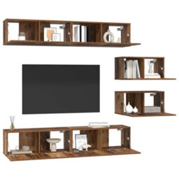 Berkfield Tv Cabinet Set 6 Pcs Old Wood Medium Engineered Wood - thumbnail 3