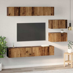 Berkfield Tv Cabinet Set 6 Pcs Old Wood Medium Engineered Wood - thumbnail 4