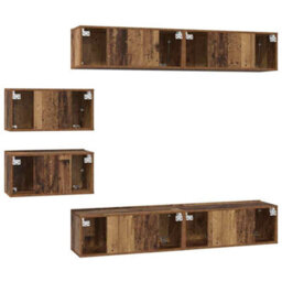 Berkfield Tv Cabinet Set 6 Pcs Old Wood Medium Engineered Wood - thumbnail 9