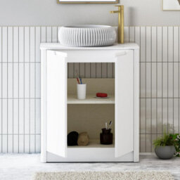 Royal Bathrooms Avenza 700mm Matt White Floor Standing Bathroom Vanity Unit 2 Door With Milan Basin - thumbnail 5