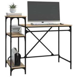 Berkfield Desk With Shelves Sonoma Oak 105X50X90 Cm Engineered Wood&iron - thumbnail 4