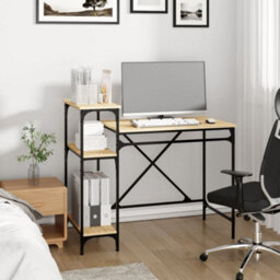 Berkfield Desk With Shelves Sonoma Oak 105X50X90 Cm Engineered Wood&iron - thumbnail 3