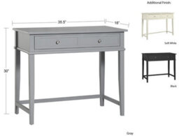 Dorel Home Franklin Writing Desk With 1 Drawer Grey - thumbnail 4