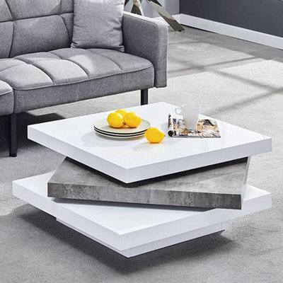 Furniture in Fashion Samora High Gloss Coffee Table In White And Concrete Effect - image 1