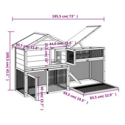 Berkfield Rabbit Hutch Brown 185.5X60.5X109.5 Cm Solid Wood Pine - thumbnail 8