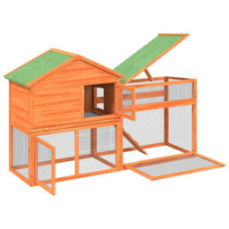 Berkfield Rabbit Hutch Brown 185.5X60.5X109.5 Cm Solid Wood Pine - thumbnail 4