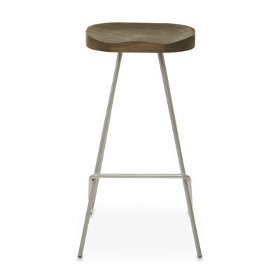 Orsina Lightweight Silver Metal Frame Bar Stool, Sleek Kitchen Stool Footrest, Contemporary Stool For Bar Counter - image 1