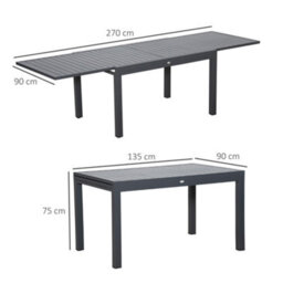 Outsunny Extendable Garden Table 10 Seater For Lawn Balcony And Backyard Grey - thumbnail 3